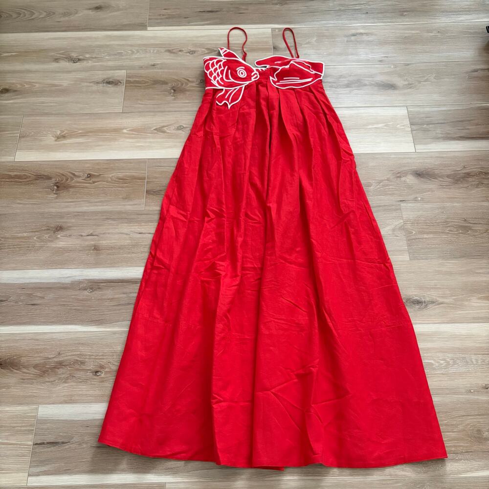 Farm Rio Red Fish Top Maxi Dress XS